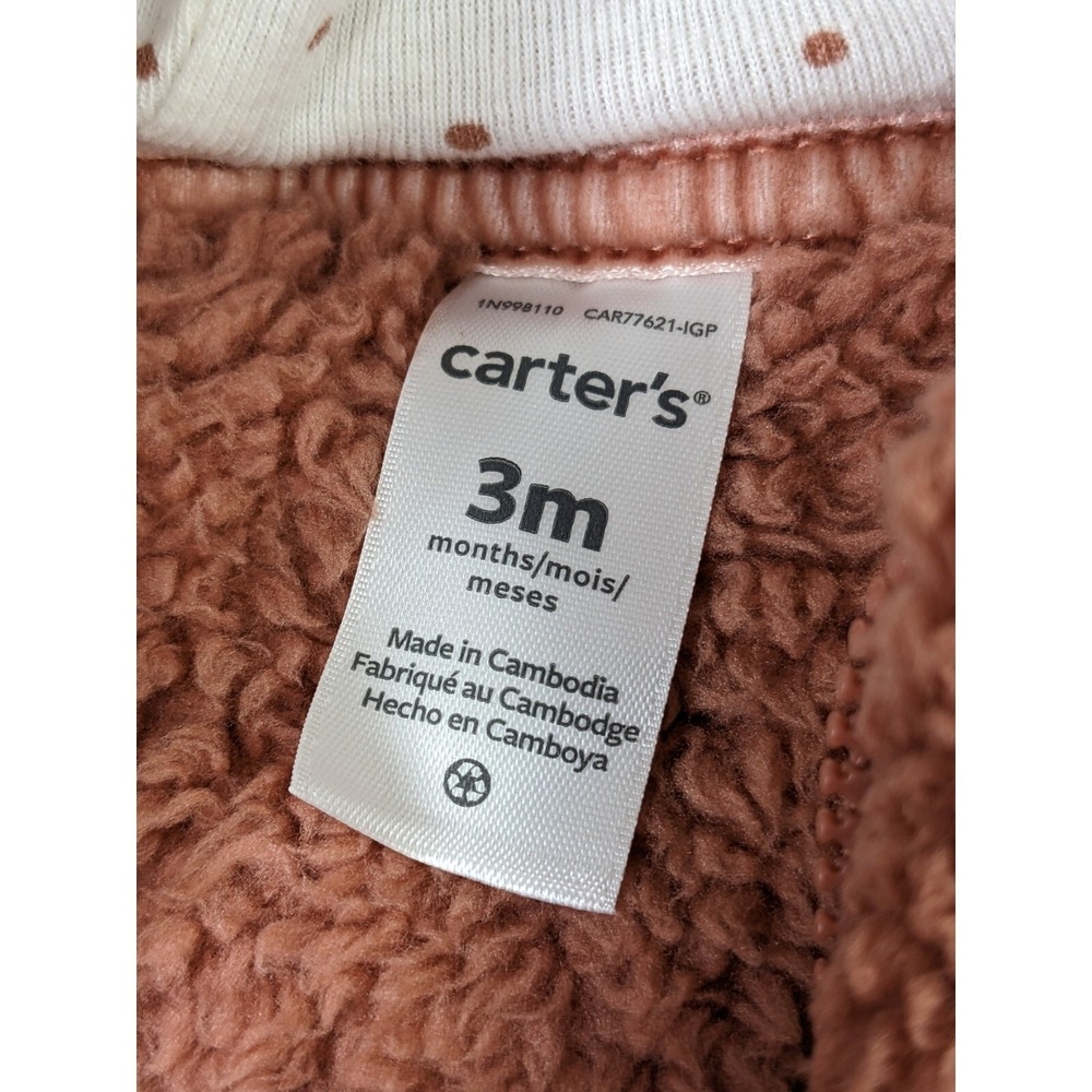 Carters Hooded One Piece Pram Suit Snuggle Bodysuit Sherpa Sz 3M - Picture 9 of 10